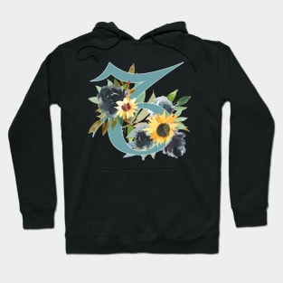 Capricorn Horoscope Zodiac Blue Sunflower Design Hoodie